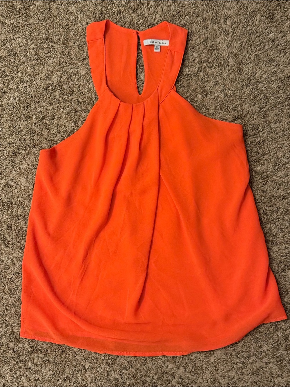 Naked Zebra Bright Orange Pleated Halter Cami